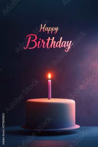 Minimalist Birthday Cake with Candle and 