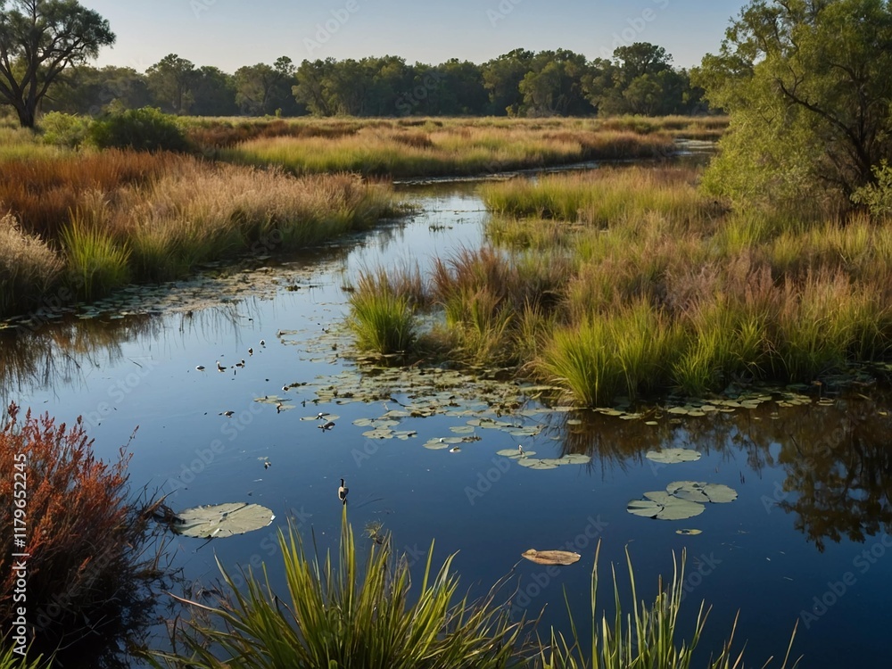 raised bog at sunset in summer in grass with small cucumbers and grassy patches raised bog at sunset in summer in grass with small cucumbers and grassy patches