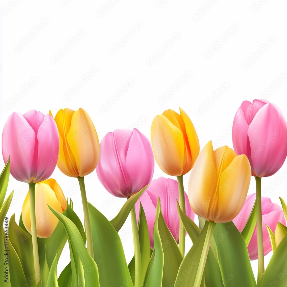 Naklejka premium bouquet of tulips art generation on a white background