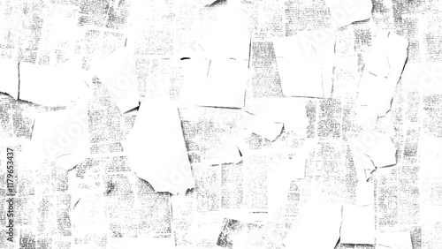  Newspaper with old grunge vintage unreadable paper texture background. Vector white and black newspaper paper grunge vintage old aged texture with fragments of newspaper text Transparent background.