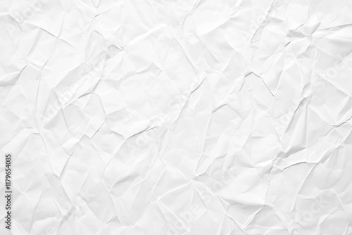 White crumpled paper texture background, white color paper background for design and decoration with copy space, crinkled textured sheet of paper, blank sheet of white paper. Generative Ai