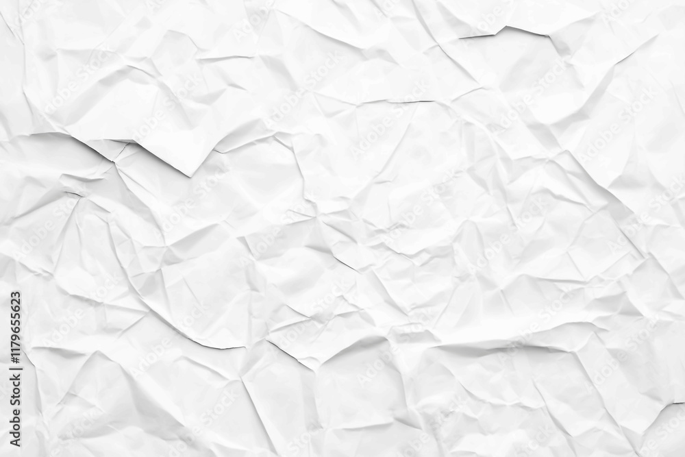 Fototapeta premium White crumpled paper texture background, white color paper background for design and decoration with copy space, crinkled textured sheet of paper, blank sheet of white paper. Generative Ai