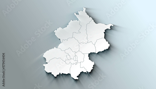 Obraz na płótnie Minimalist 3D Map of Beijing China Province with District Borders w salonie