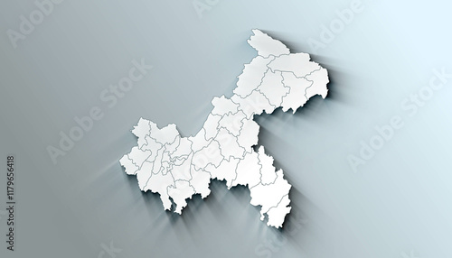 Obraz na płótnie Minimalist 3D Map of Chongqing China Province with District Borders w salonie