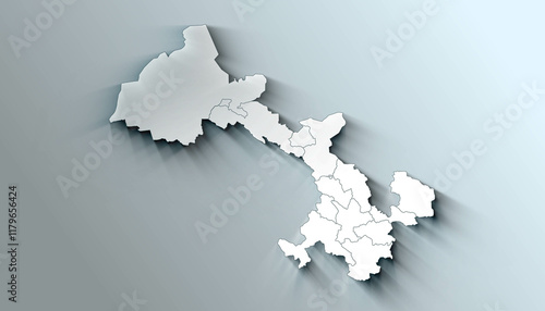 Obraz na płótnie Minimalist 3D Map of Gansu China Province with District Borders w salonie