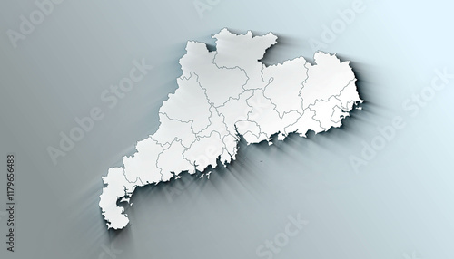 Obraz na płótnie Minimalist 3D Map of Guangdong China Province with District Borders w salonie