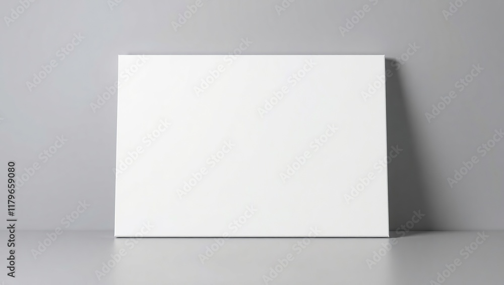 Blank white canvas stands against grey background Blank white canvas stands against grey background