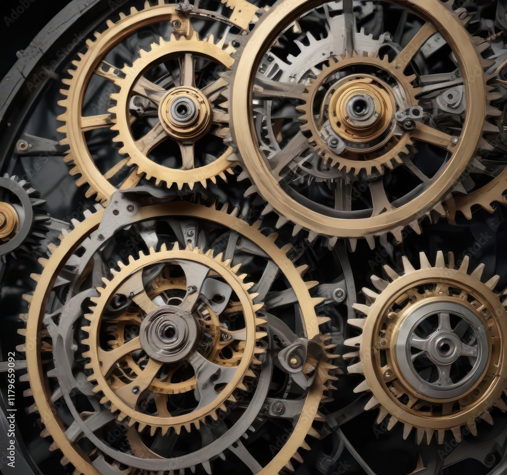 Cogwheels and cogs in an intricate clockwork mechanism, gadgets, mechanical, automata Cogwheels and cogs in an intricate clockwork mechanism, gadgets, mechanical, automata