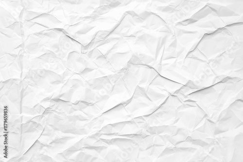 White crumpled paper texture background, white color paper background for design and decoration with copy space, crinkled textured sheet of paper, blank sheet of white paper. Generative Ai