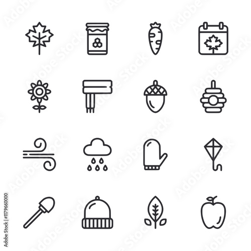 A set of icons for the season of fall