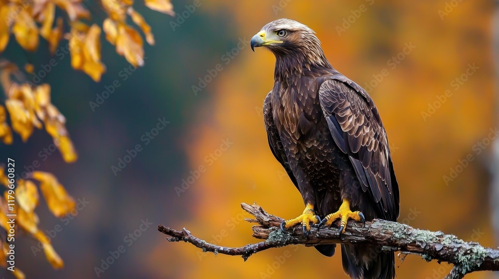 Fototapeta premium Majestic Golden Eagle in Autumnal Habitat