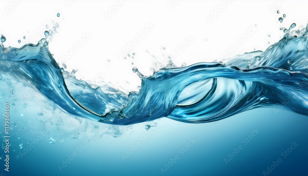 Obraz premium blue water wave isolated on white background,water, splash, wave, bubble, liquid, drop, clean, drink, 
