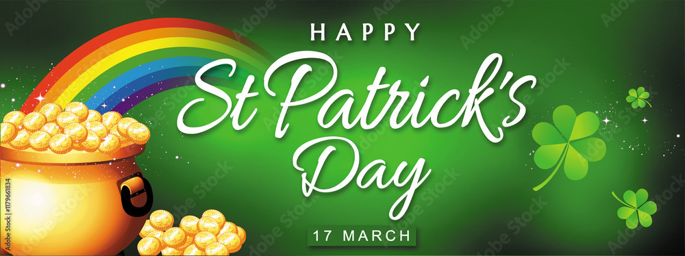 ST PATRICKS DAY RAIBOW CLOVER - VECTOR ILLUSTRATION
