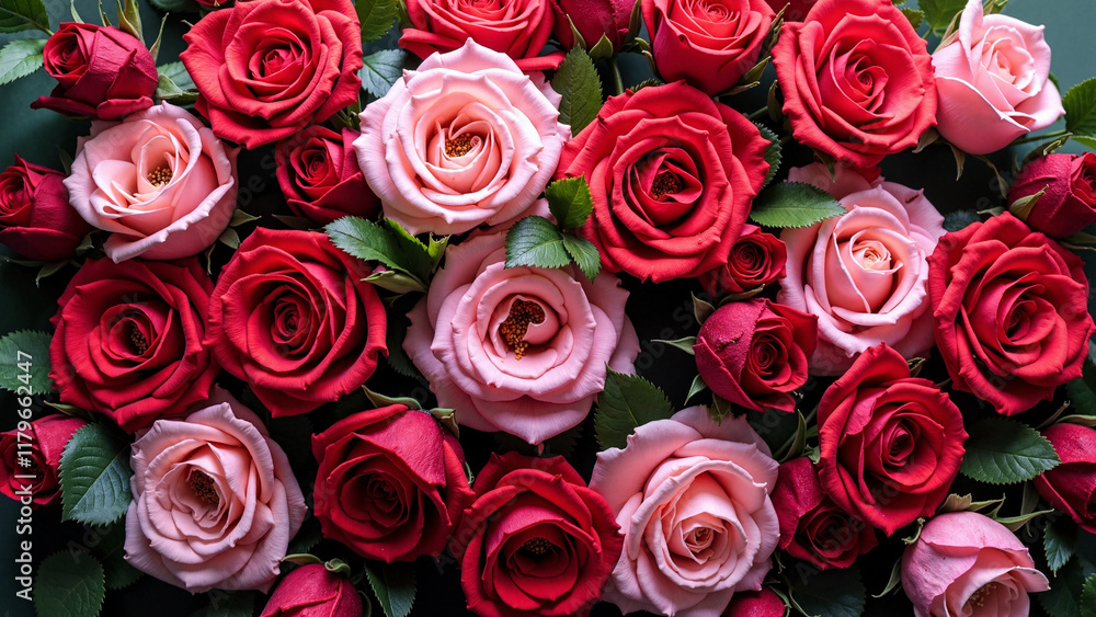 Enchanting Red and Pink Rose Pattern: Elegant Floral Texture for Romantic Designs and Beauty Campaigns Enchanting Red and Pink Rose Pattern: Elegant Floral Texture for Romantic Designs and Beauty Campaigns