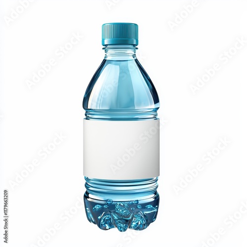 Environment, eco friendly, plastic. Clear plastic water bottle with a blank label for customization. photo