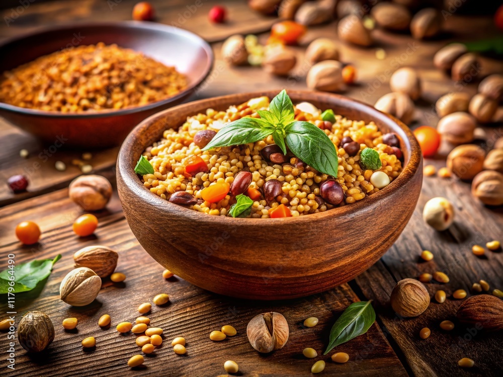 Fototapeta premium High-Fiber High-Protein Foods: Lentils, Quinoa, Chickpeas, Nuts & Seeds