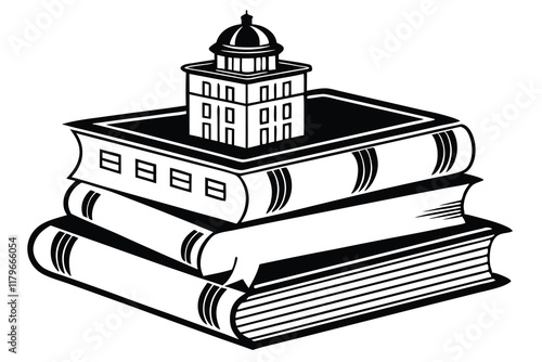 black and white icon, stack of book A.eps