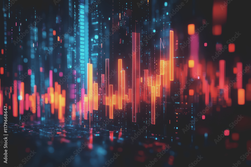 Obraz premium Abstract background Digital data financial investment and trading graph chart.