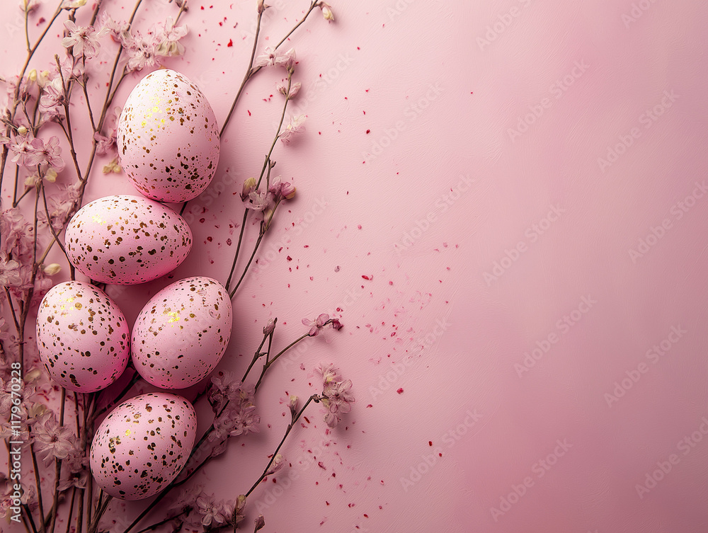 pink ester eggs on a pink back ground pink ester eggs on a pink back ground