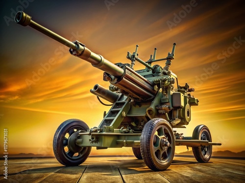 Historic Artillery Piece: Left-Positioned Bofors Gun with Copy Space for Text photo