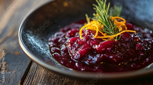 Deliciously crafted cranberry sauce kitchen food photography rustic setting close-up culinary art