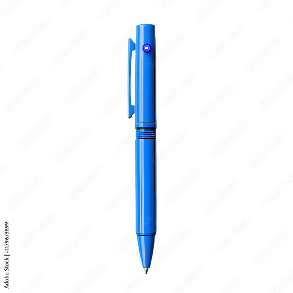 Ball pen with twist mechanism and metal clip on white background Ball pen with twist mechanism and metal clip on white background