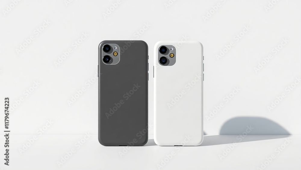 Two smartphone cases in gray and white colors Two smartphone cases in gray and white colors