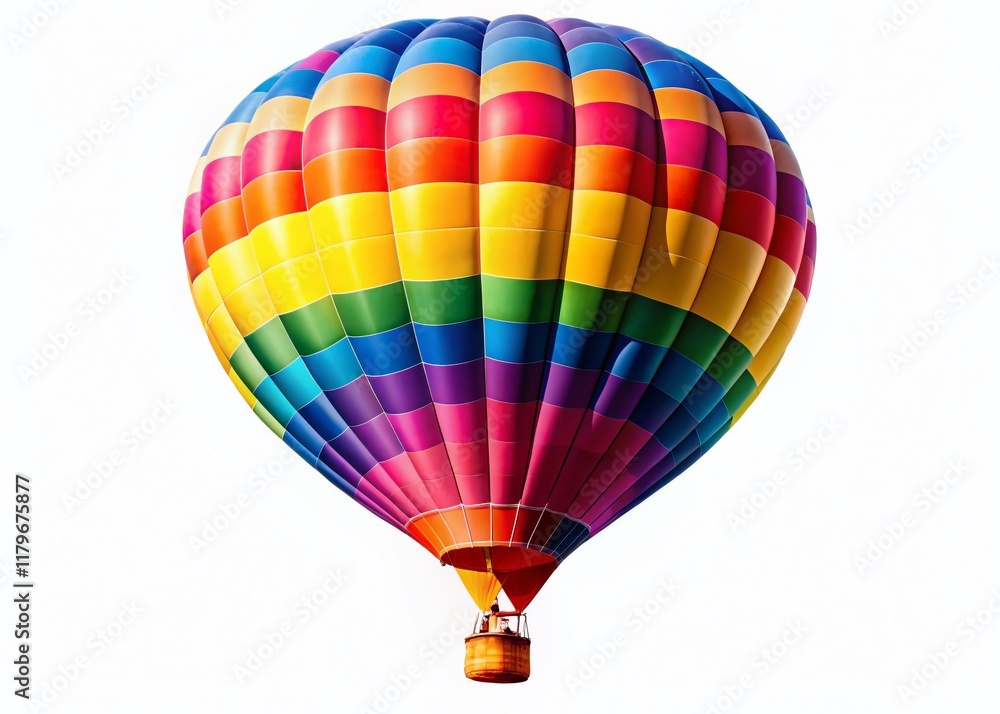 Naklejka premium Hot Air Balloon Isolated on White Background - Panoramic Stock Photo