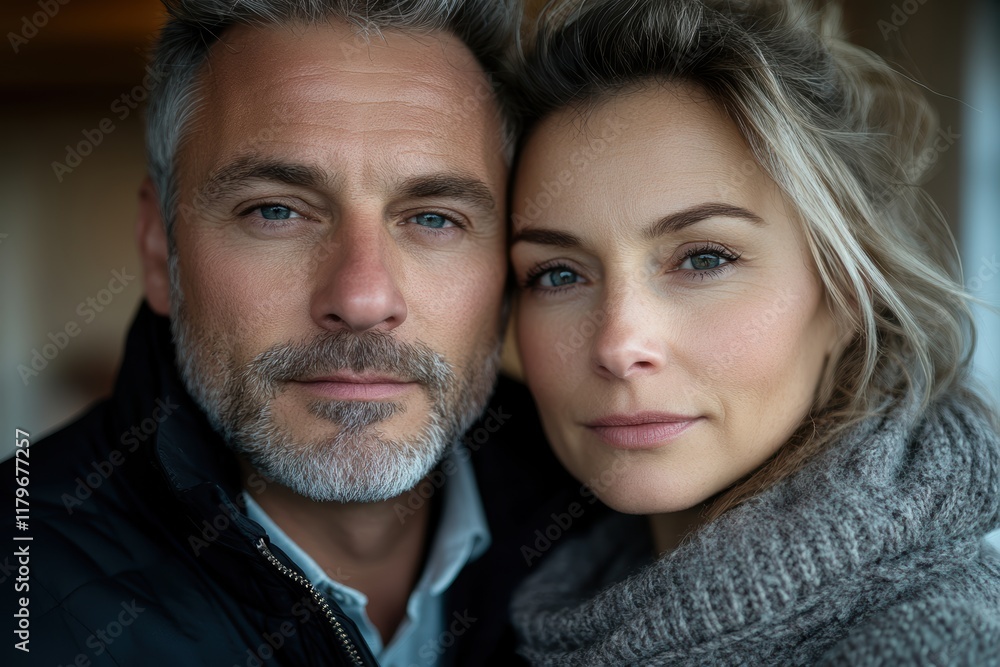 Portrait of a happy couple in a cozy home setting. Portrait of a happy couple in a cozy home setting.