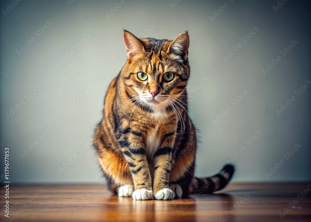 Hunched Cat in Pain: Stock Photo of a Suffering Feline Showing Painful Posture