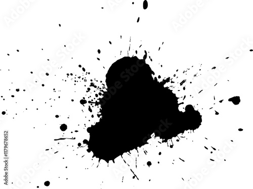 black ink brush dropped splatter splash artistic element