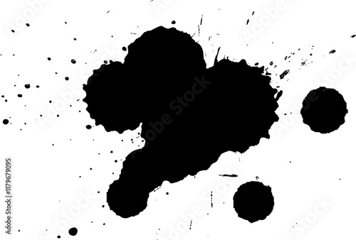 black ink brushed painting drop splatter splash grunge graphic element