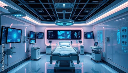 Wallpaper Mural Futuristic Hospital Room: Advanced Medical Technology and Patient Care Torontodigital.ca