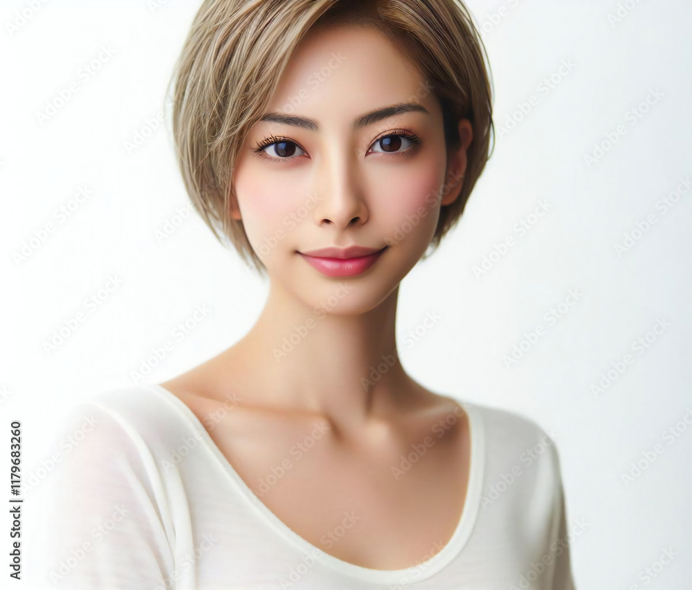 白いTシャツの美女
