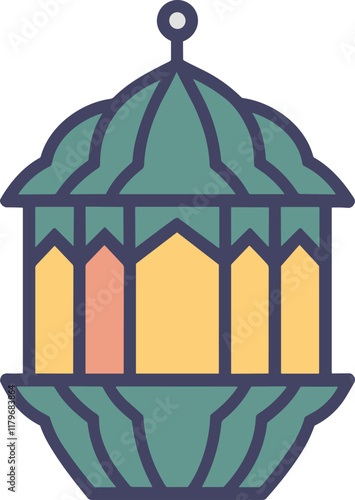 Colorful Lantern for Ramadan or Eid Eid al-Fitr Icon Vector Illustration
