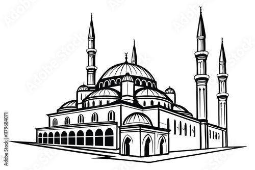 mosque silhouette vector illustration on  white background D.eps