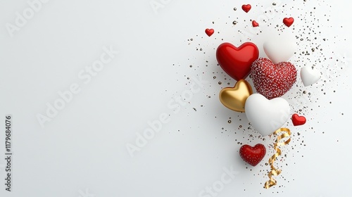 Colorful Hearts Floating on White Background for Celebrating Love and Affection in Various Seasons