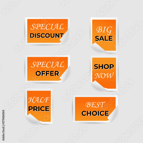 7.1. Sale stickers set for discounts in orange and yellow colors.