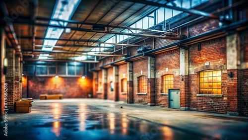 Wallpaper Mural Industrial Loft Interior: Tilt-Shift Photography of Brick Wall and Concrete Floor with Soft Focus Lighting Torontodigital.ca