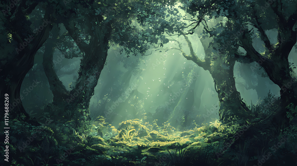 Obraz premium Dark textured background with soft lighting. Shadowmoss. Illustration