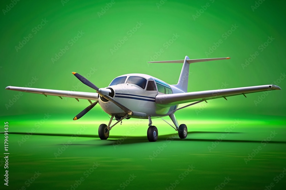Naklejka premium Isolated Airplane on Green Screen - Candid Shot for Easy Background Replacement