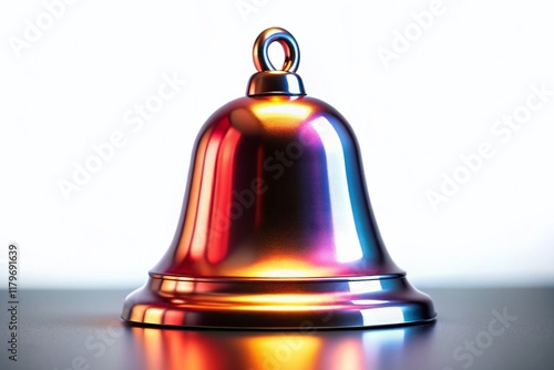 Isolated Bell, Night Photography, White Background, Metal Bell,  Shiny Bell