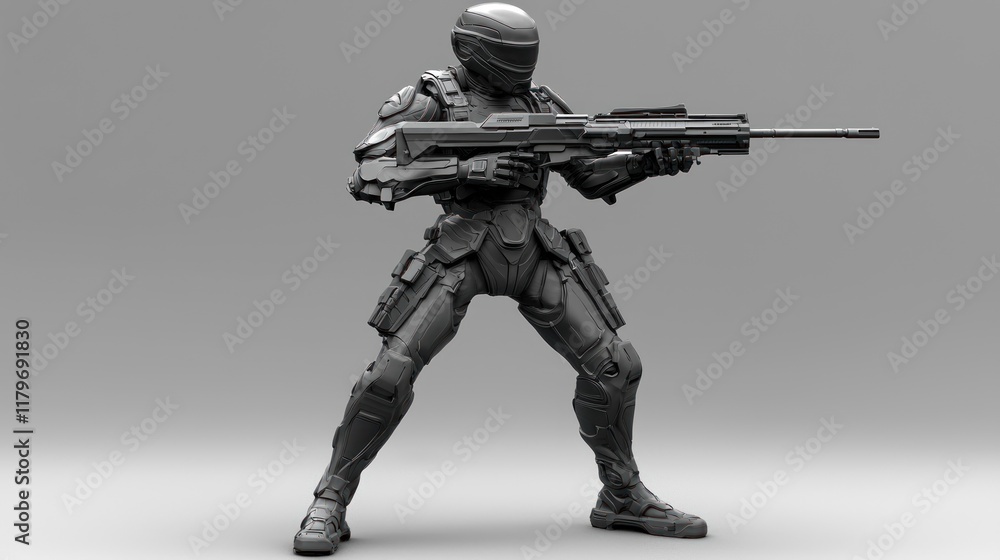 3D Render of a Combat Ready Armored Soldier 3D Render of a Combat Ready Armored Soldier
