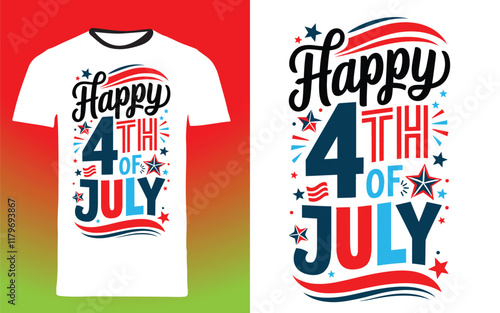 typography t shirt design " happy 4-th of july