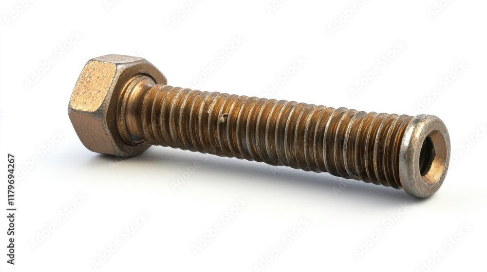Bolt and nut isolated on white background showcasing essential fastening hardware for mechanical and construction applications Bolt and nut isolated on white background showcasing essential fastening hardware for mechanical and construction applications