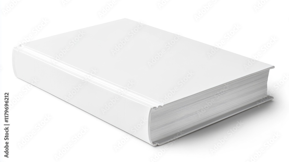 Blank hardcover book on a white background ideal for customization and design mockups in publishing and marketing projects Blank hardcover book on a white background ideal for customization and design mockups in publishing and marketing projects