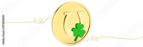 line art llustration clover coins with a st patrick day