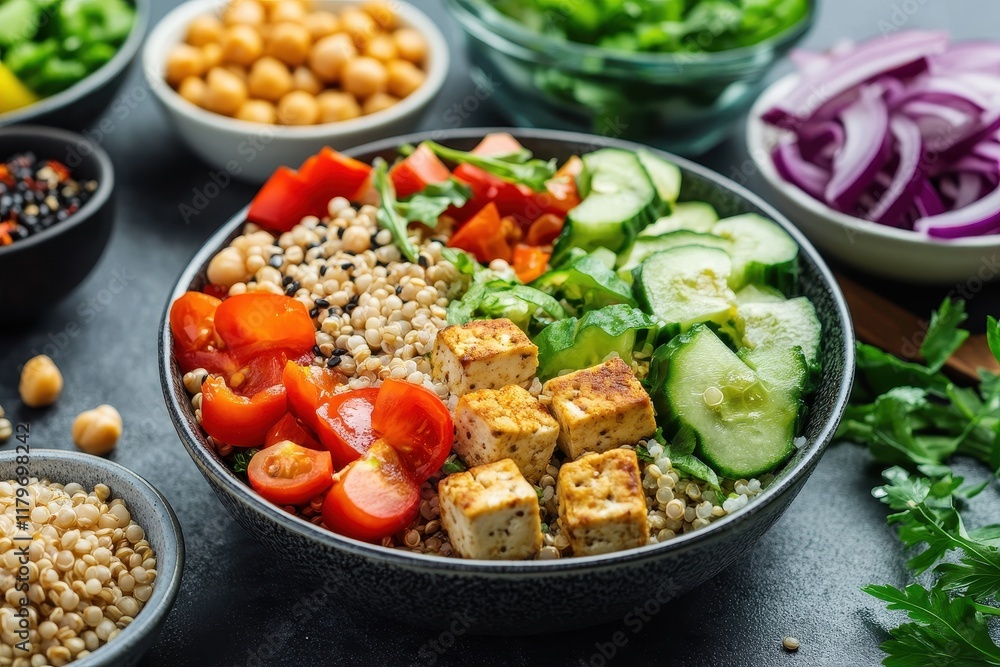 Tofu and chickpea quinoa dish Tofu and chickpea quinoa dish
