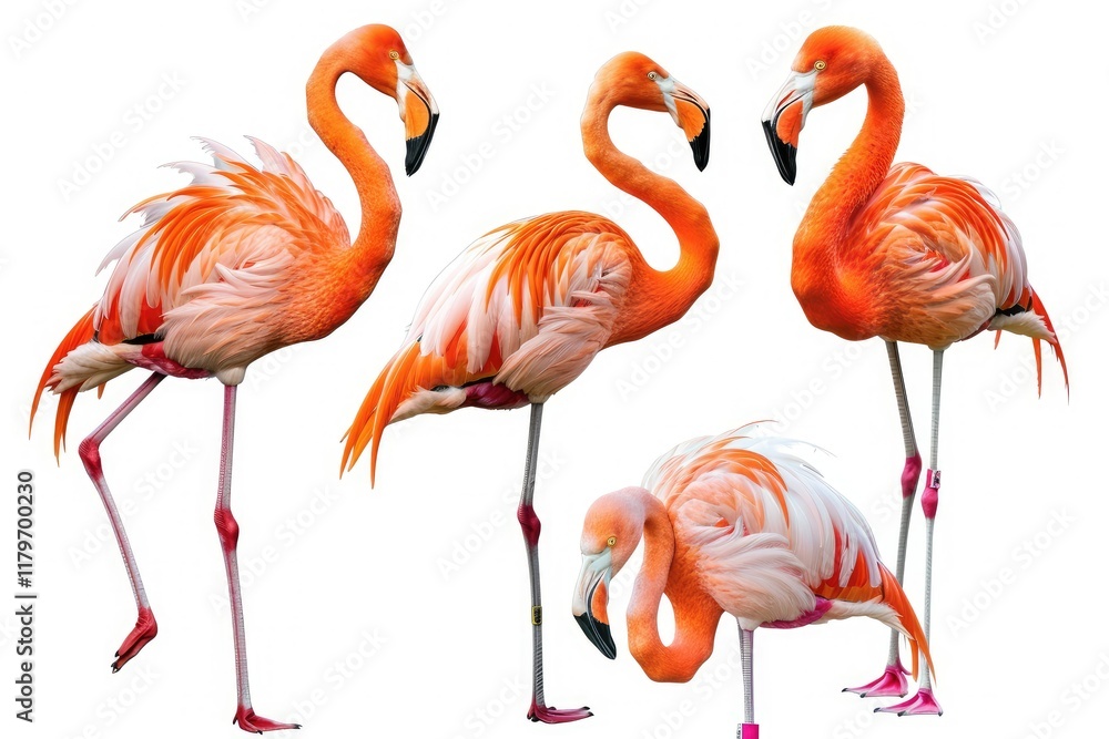 Pixel Perfect Image of Collection of Flamingoes Isolated on Transparent or White Background Pixel Perfect Image of Collection of Flamingoes Isolated on Transparent or White Background
