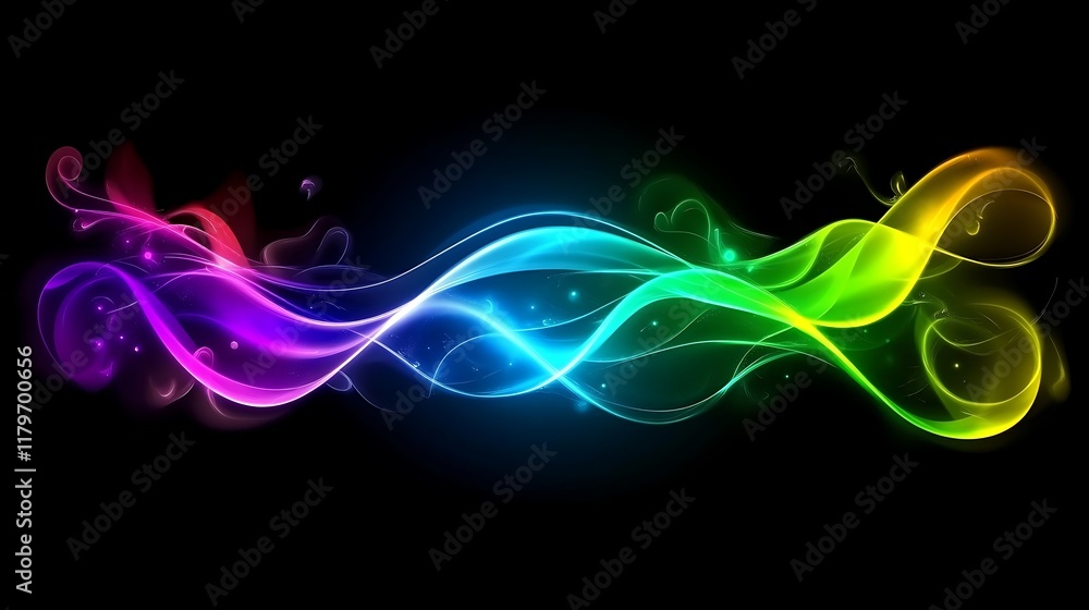Naklejka premium Rainbow Colored Waves Abstract Design